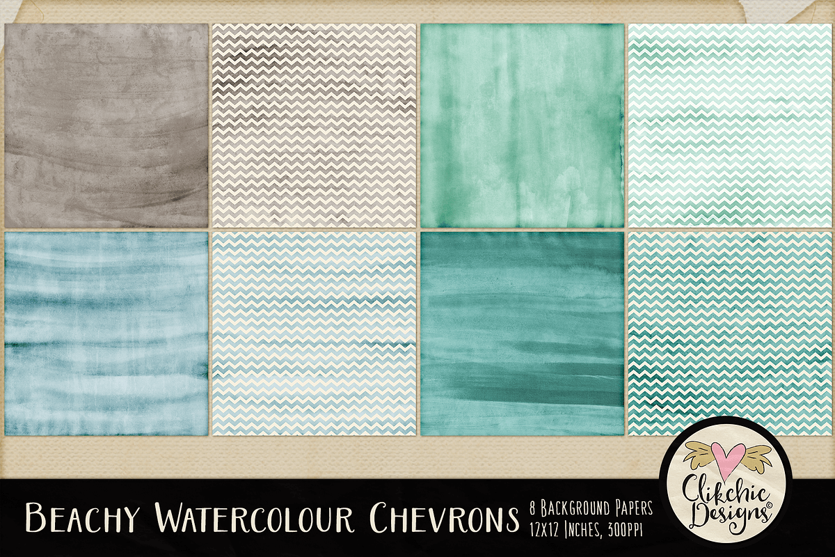 Beachy Watercolor Chevron Textures preview 2