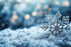 Beautiful snowflake resting on fresh, a Photo by Tanuart