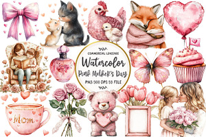 Pink Mother's Day Clipart, an Illustration by OK Design