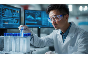 Scientist in a laboratory conducting, an Illustration by tilialucida