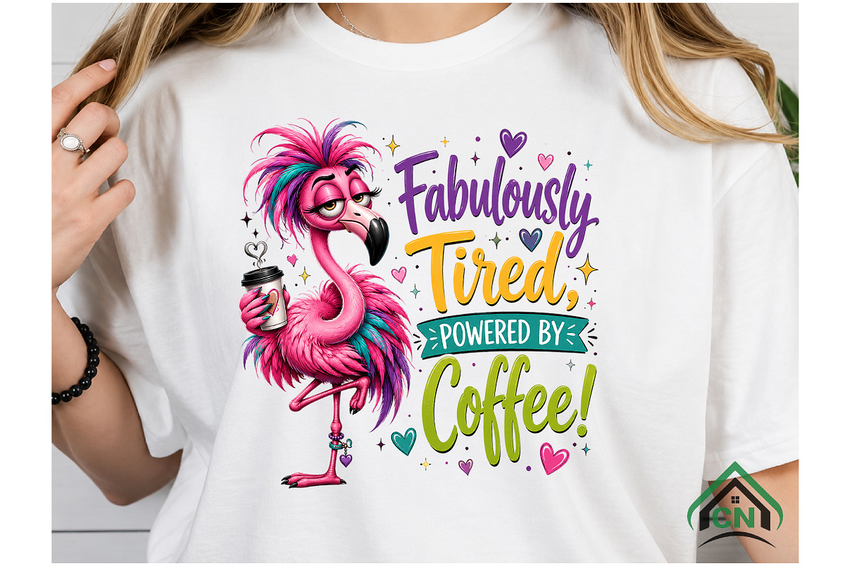 Fabulously Tired Coffee Flamingo PNG, a Seasonal Illustration by Craft Nest (Photo 4 of 5)