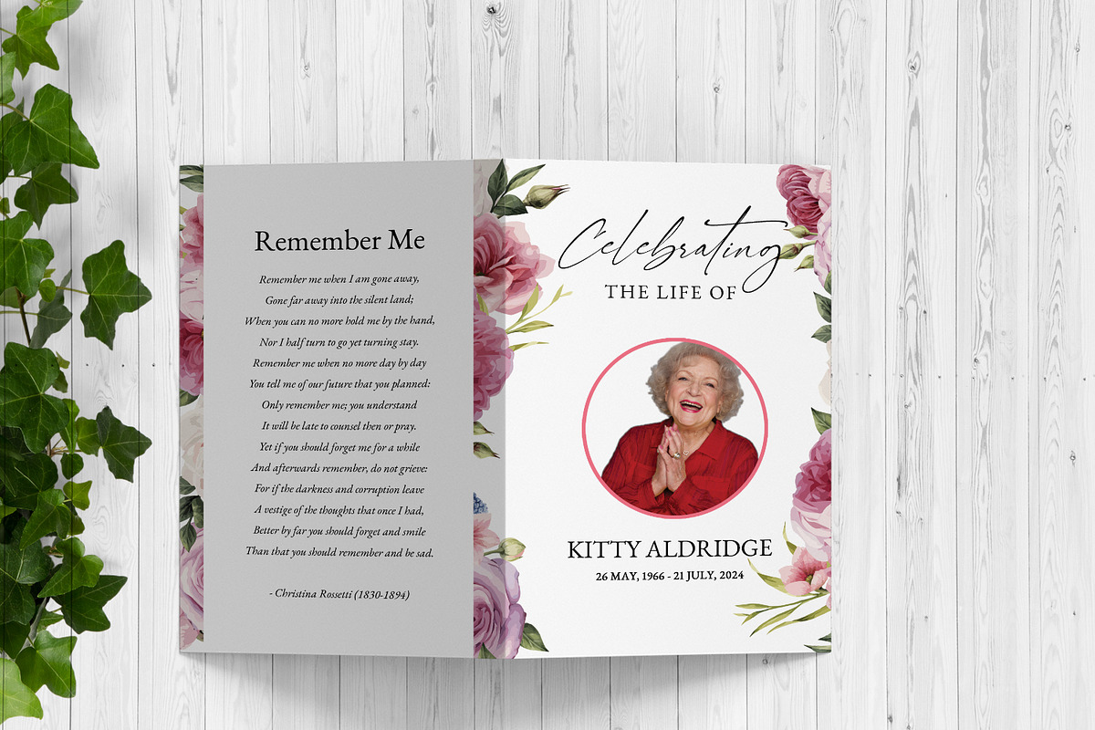 Floral Funeral Program Template, a Brochure Template by Template Shop (Photo 2 of 5)