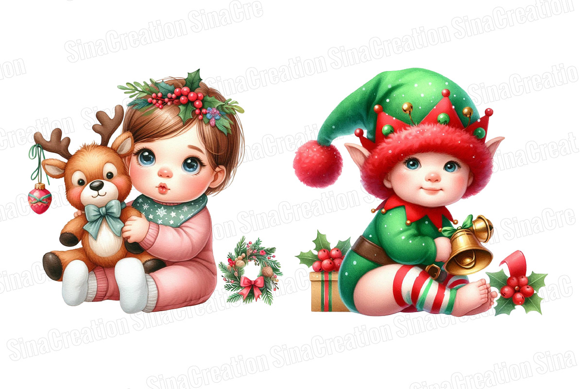 Christmas Babies Cliparts Bundle, an Illustration by SinaCreation (Photo 4 of 7)