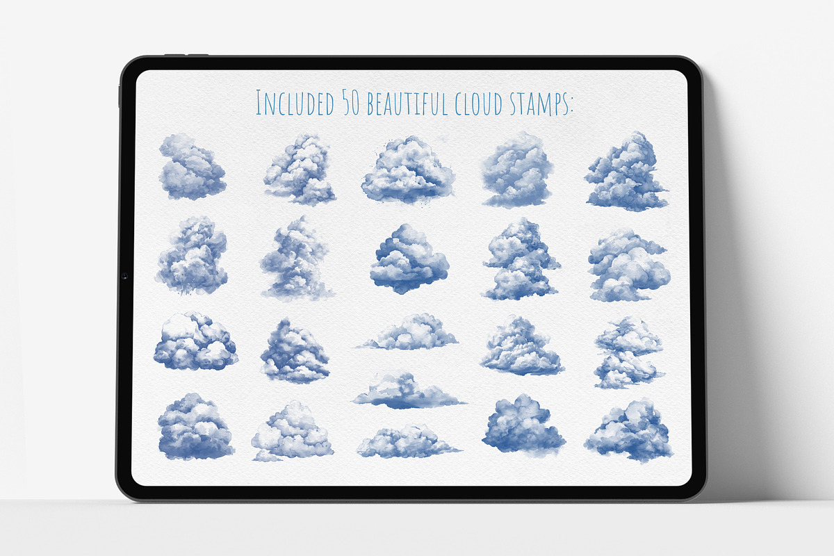 Procreate Watercolor Cloud Brushes, a Brush Add-On by HopeArtIllustration