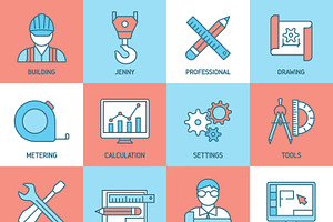 Engineering And Blueprint Icons Set
