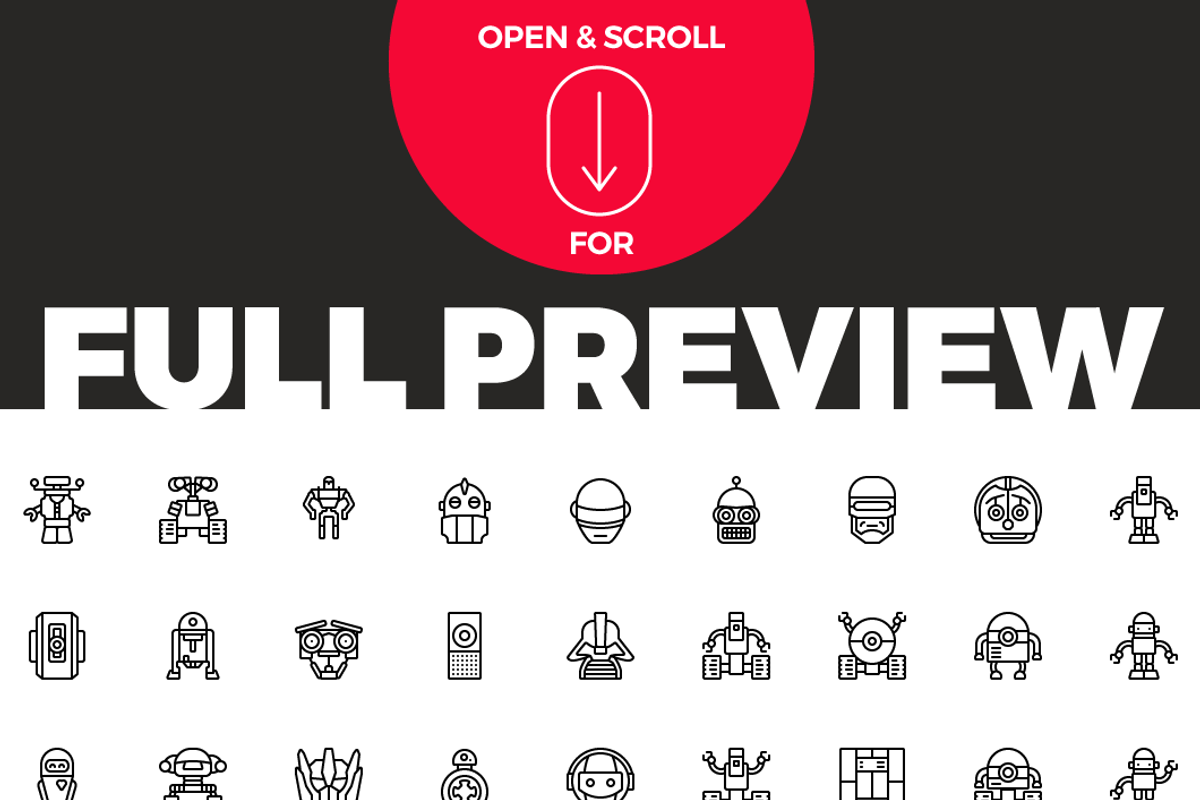 70 Robot Icons - Outline Style, an Outline Icon by Designerbundle (Photo 3 of 3)