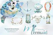 Hand-Painted Mermaid Clipart Set, a Person Illustration by ArtCreationsDesign (Thumbnail 16 of 24)