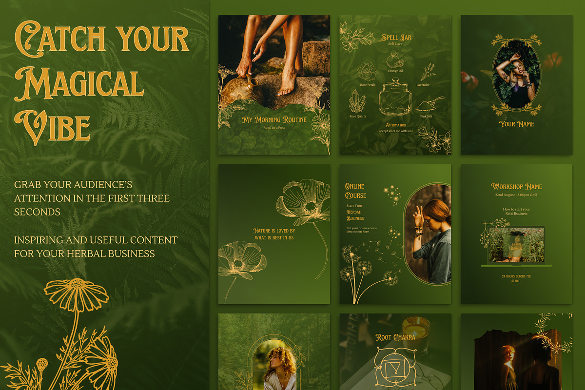Spiritual, Herbal Instagram Posts, a Social Media Template by Under My Cozy Roof (Photo 2 of 9)