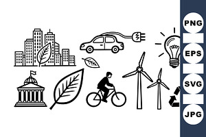 Eco Energy Icons Vector Pack, an Illustration by designvectx