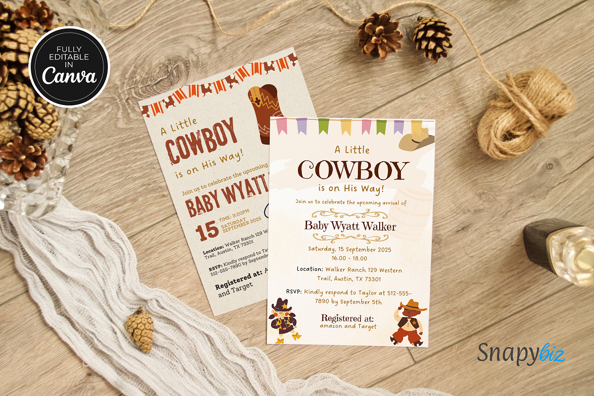 Cowboy Baby Shower Invitation Temp, an Invitation Template by Snapybiz (Photo 10 of 12)