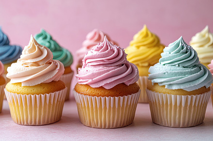 Colorful cupcakes with pastel frosti, a Background Photo by Pixeness