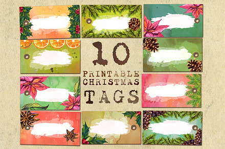 Christmas printable tags - set of 10, a Card Template by Drumla