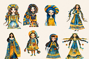 WHIMSICAL UKRAINIAN GIRL CLIPART, a Person Illustration by Daring Digies (Thumbnail 4 of 10)