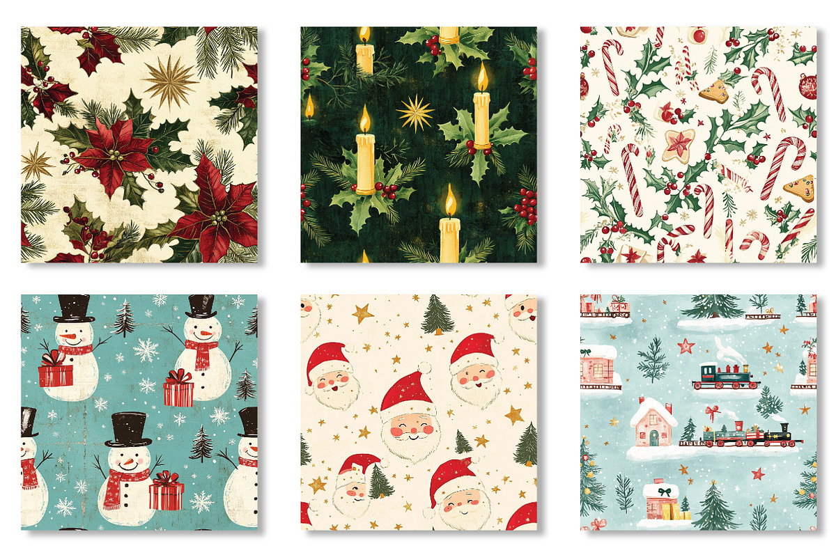 Vintage 1950s Christmas Patterns, a Texture Illustration by Daily.Designs (Photo 3 of 4)