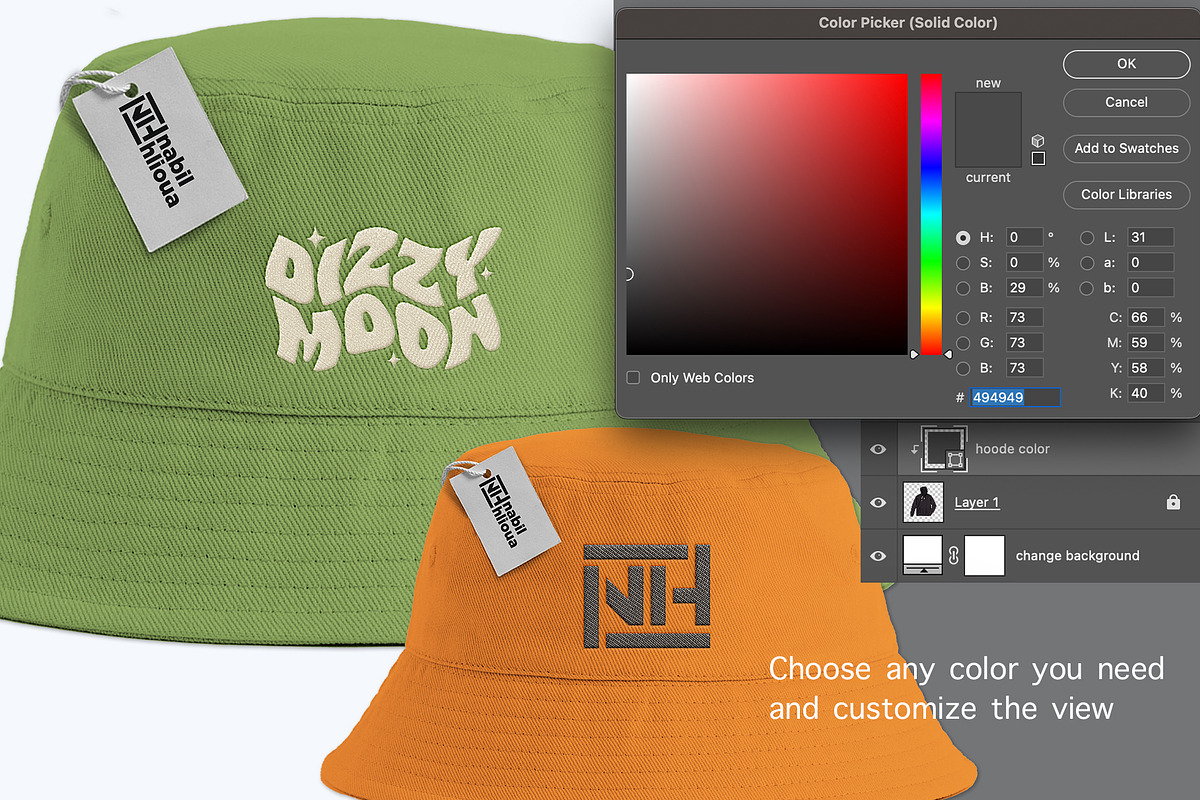 embroidery bucket hat PSD Mockup, a Hat Mockup by NH graphic (Photo 3 of 4)