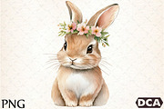 Watercolor Floral White Bunny, an Illustration by DreamCafeArt (Thumbnail 1 of 7)