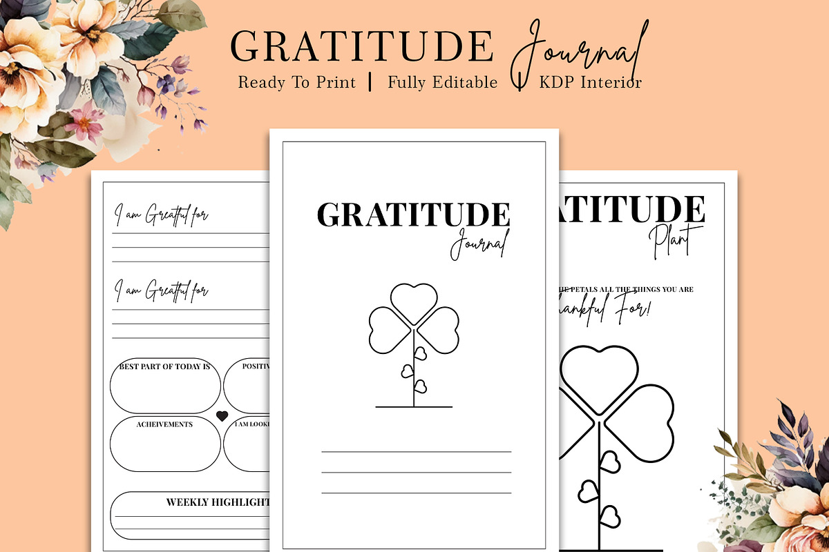 Gratitude Journal Kdp Interior, a Stationery Template by Hurairagraphics (Photo 1 of 3)