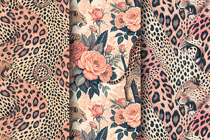 Seamless pattern. Animal and floral