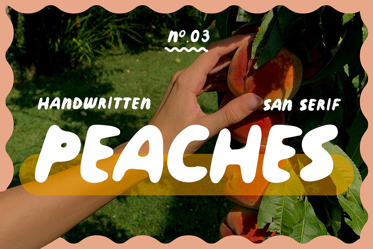 Peaches | Playful Hand-drawn Font, a Font by Rough Patch Studio (Photo 1 of 8)