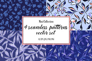 Floral Patterns. Vector Set 4 Prints