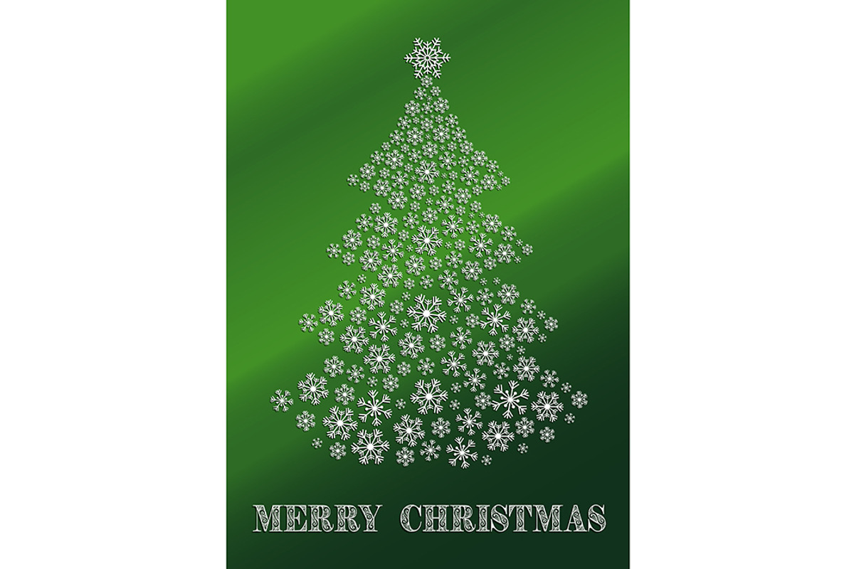 Green Christmas card with a tree, a Decorative Illustration by María Arencibia
