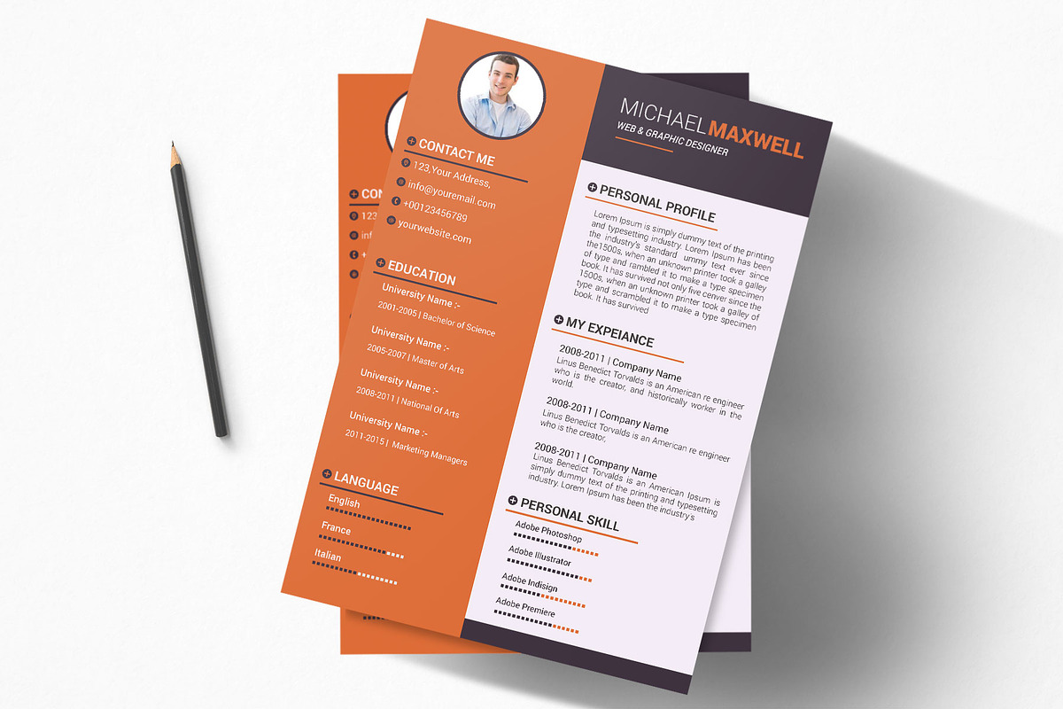 Resume - CV Design Templates, a Resume Template by designvillage (Photo 2 of 13)
