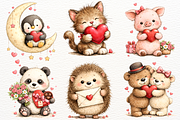 Whimsical Valentine's Day Animal PNG, an Animal Illustration by SugarCloudStudioArt (Thumbnail 2 of 4)