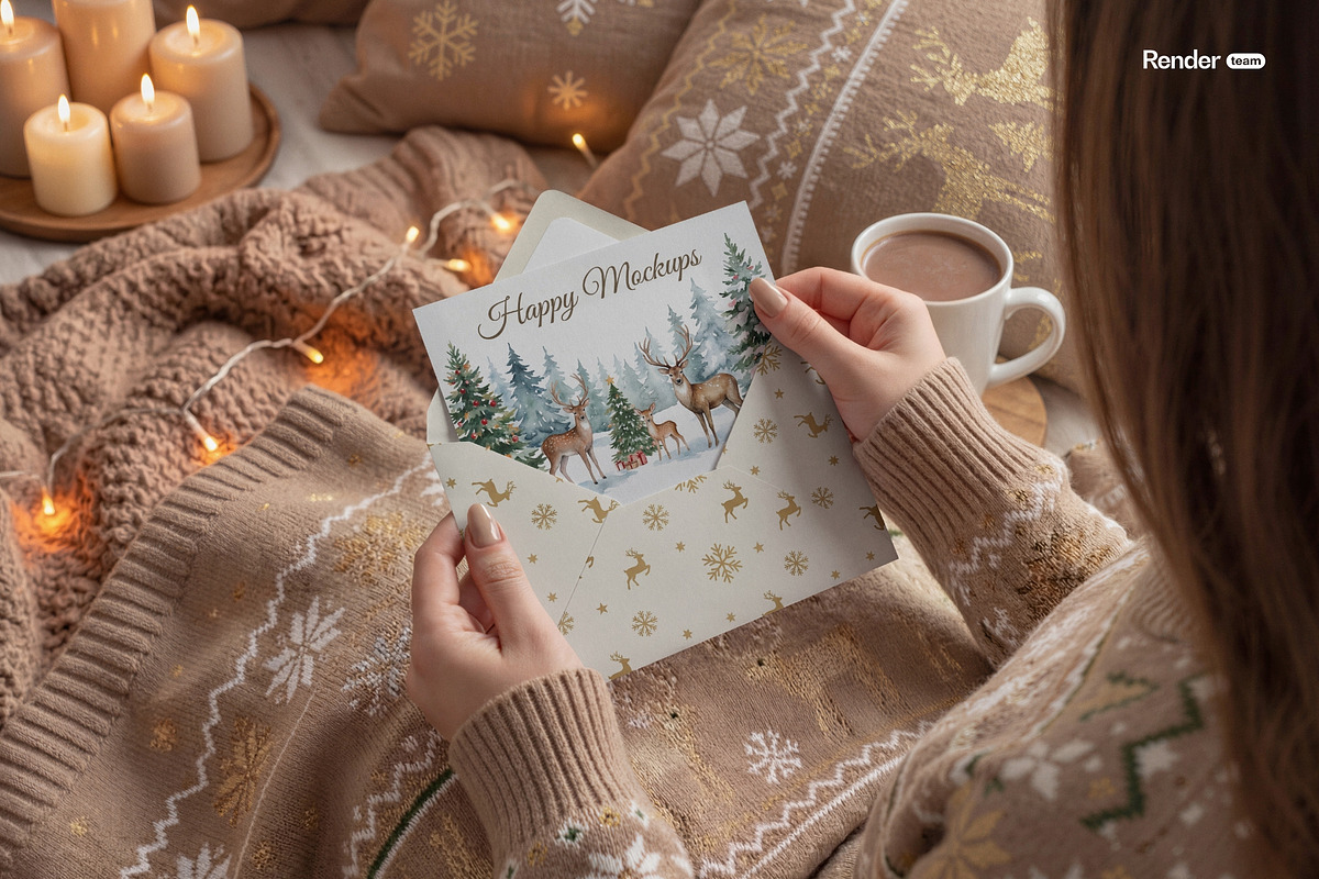 Christmas Card Mockup Set, a Product Mockup by Renderteam (Photo 12 of 16)
