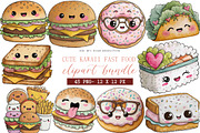 Cute Kawaii Fast Food Clipart, an Illustration by DreamArtGraphic (Thumbnail 1 of 4)