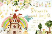 Princess and knight clipart, a Decorative Illustration by heyiamalice (Thumbnail 1 of 13)