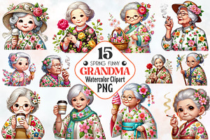 Spring Funny Grandma Clipart, an Illustration by RobertsArt