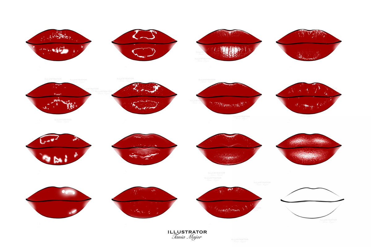 Procreate lips gloss stamps, a Brush Add-On by MajorArtTm (Photo 2 of 4)