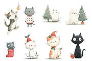 Watercolor Christmas cat clipart, an Illustration by Designworld (Thumbnail 3 of 4)