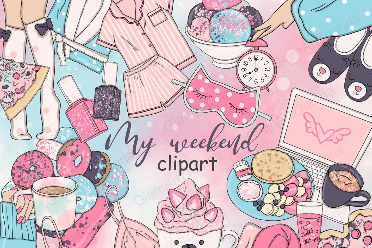 My Weekend Clipart | Self Care, an Object Illustration by GlamArtZhanna (Photo 1 of 3)