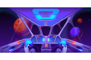 Spaceship cockpit interior, a Technology Illustration by Vector Tradition