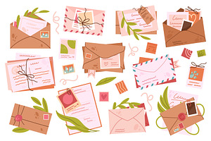 Letter Envelopes, Postcards Set