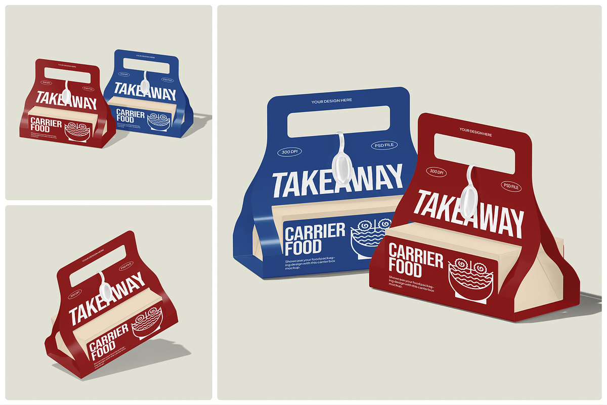 Carrier Food Box Packaging Mockup, a Packaging Mockup by Unerispace