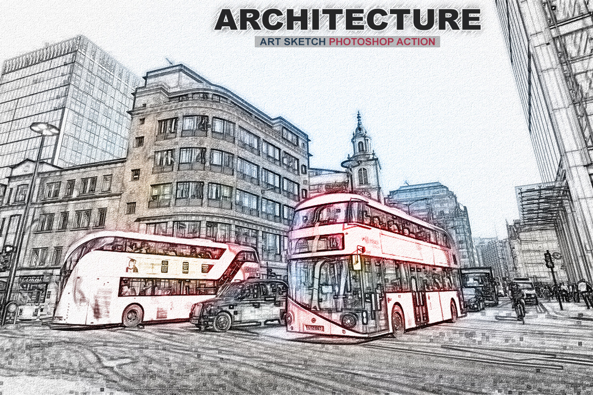 Architecture Art Sketch Photoshop Ac, an Action Add-On by designvillage (Photo 1 of 7)