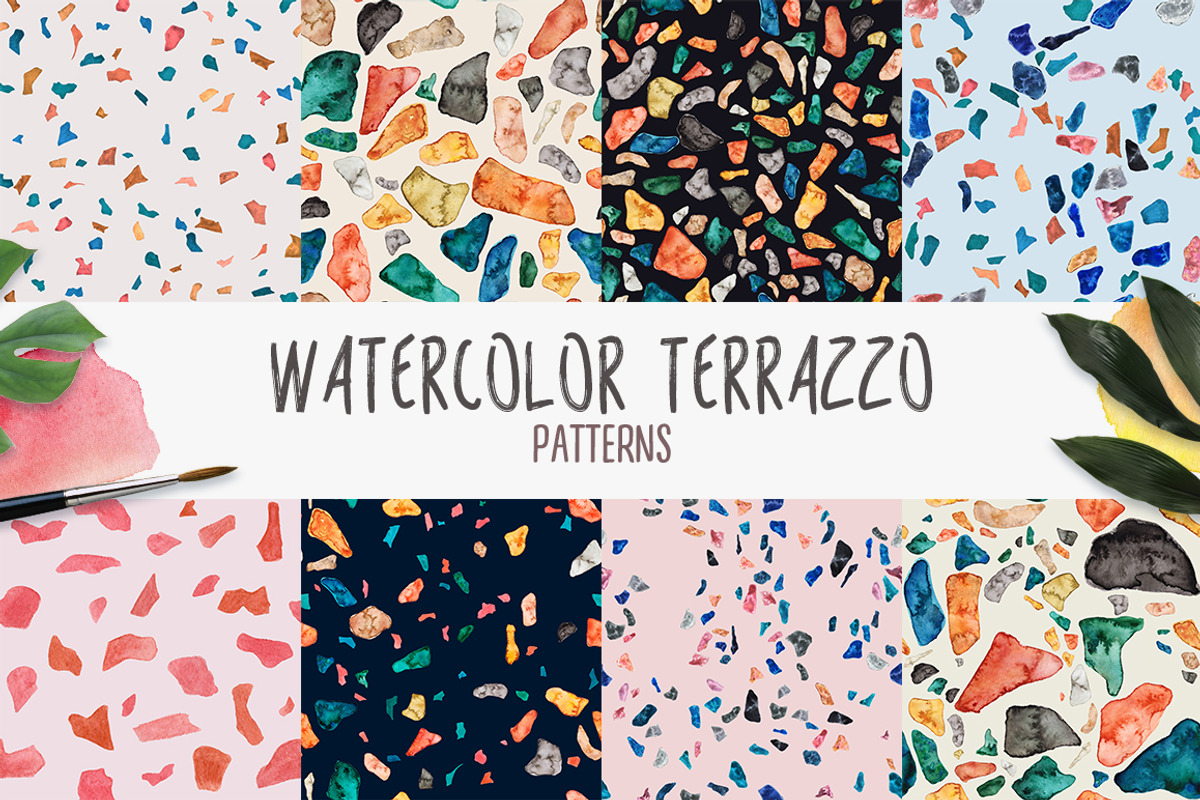 Watercolor Terrazzo Patterns, a Pattern Graphic by Slastick (Photo 1 of 6)