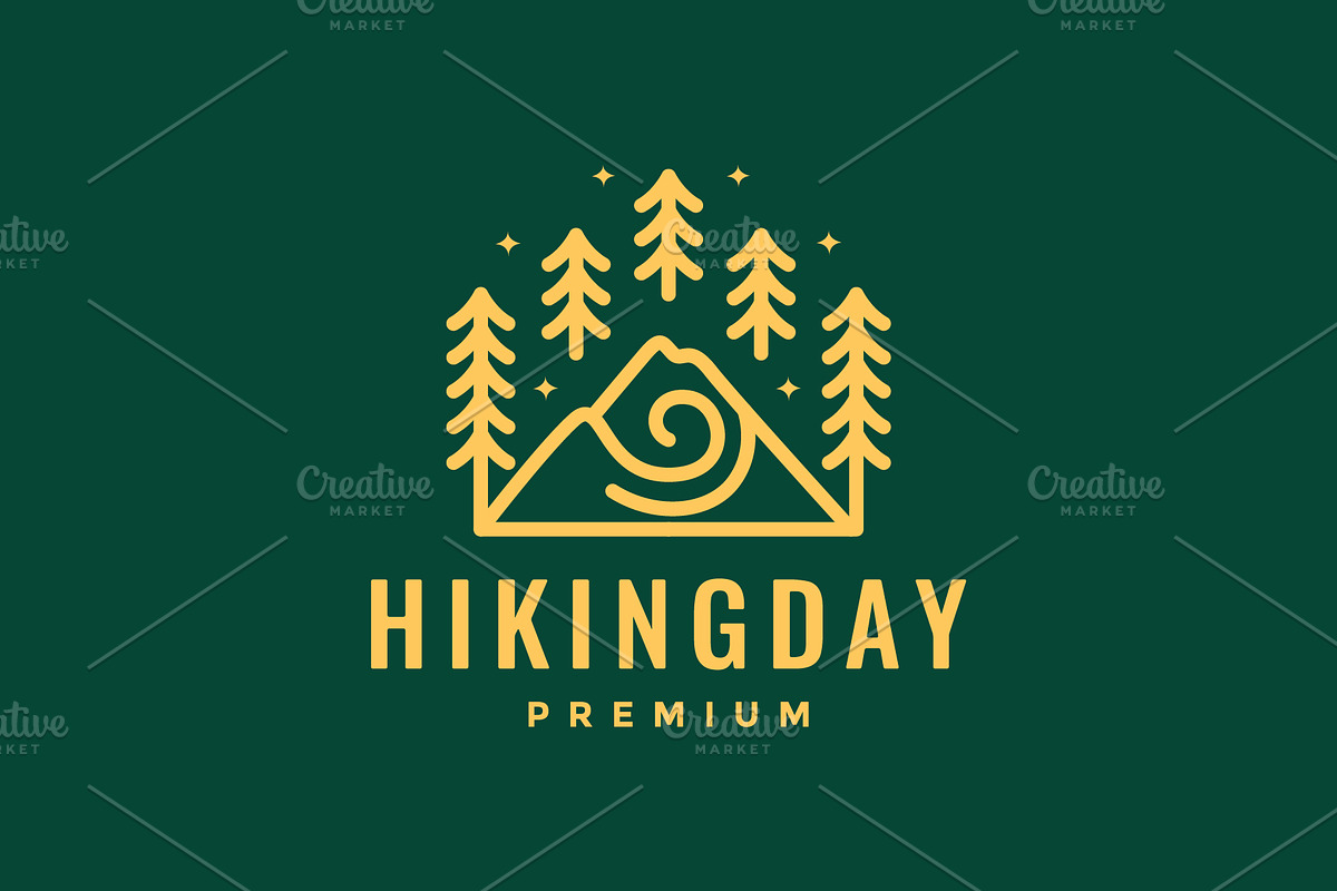 mountain hiking forest trees logo, a Branding & Logo Template by devastd