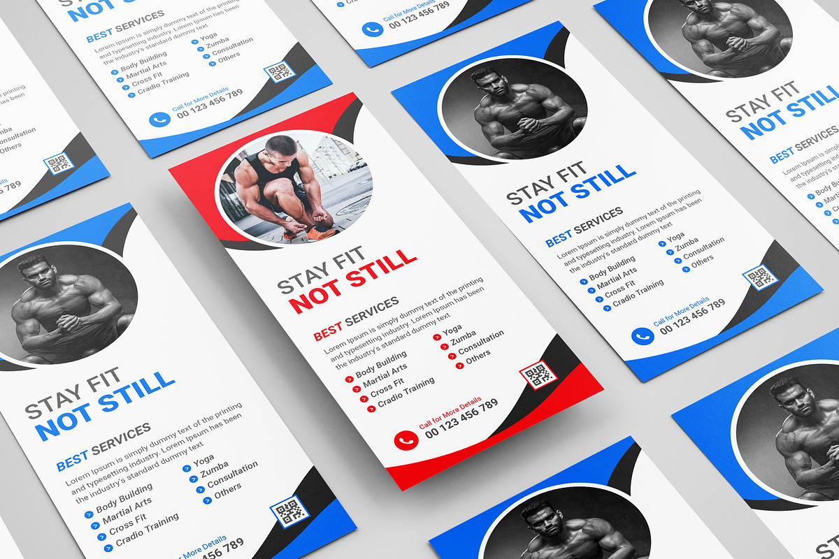 Gym Fitness Rack Card or DL Flyer, a Flyer Template by VectStock (Photo 4 of 4)