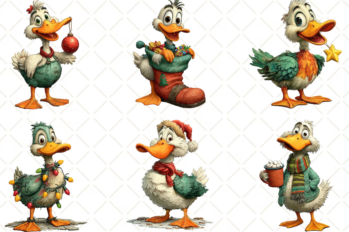 Quirky Christmas Duck Clipart, an Illustration by Black Bird Studio (Photo 4 of 6)