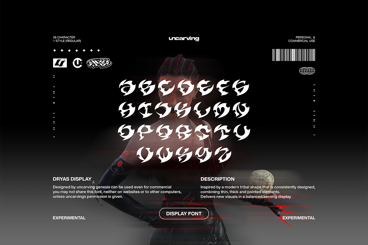 Dryas - Display Font, a Font by Uncarving (Photo 2 of 2)