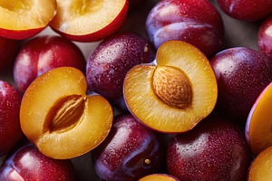 Background of ripe and sweet plums, a Food & Drink Photo by AlyaAnd