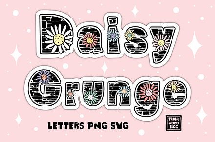 Daisy Grunge Letters PNG SVG