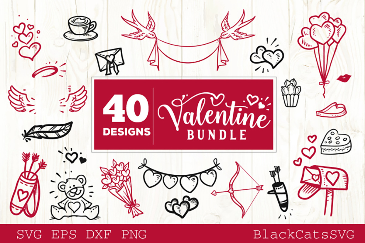 Valentines Day SVG bundle 40 designs, an Illustration by BlackCatsMedia (Photo 6 of 6)