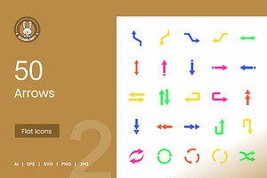 50 Arrows Flat Multicolor Icons, an Icon by IconBunny