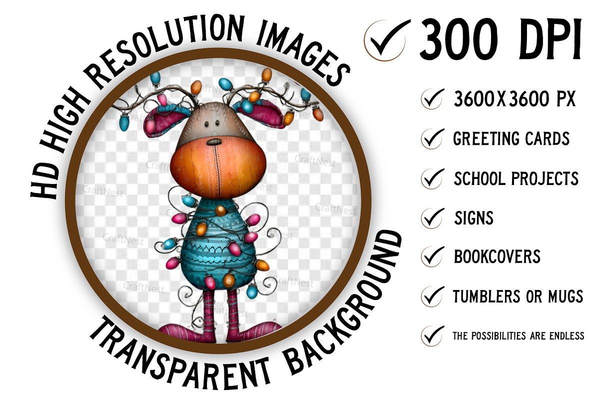 Quirky Reindeer Clipart, an Illustration by Craft Nest (Photo 2 of 8)