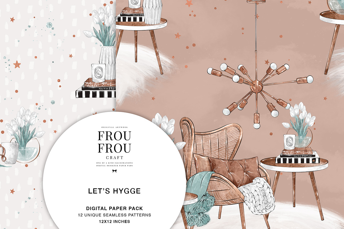 Hygge Interior Home Paper Pack, a Pattern Graphic by Frou Fou Craft (Photo 2 of 7)