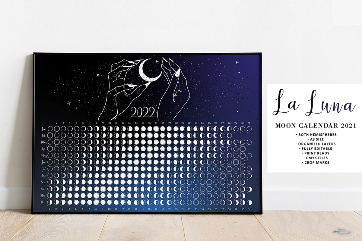 Moon Calendar 2022 La Luna, a Stationery Template by land art (Photo 1 of 5)